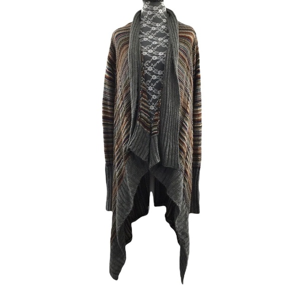 Jeans By Buffalo Gray Tan Knit Cardigan Sweater Womens Small Open Front Acrylic - Picture 1 of 10